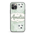 Watercolor Soccer Balls on Soft Green Background Custom Name Protective Phone Case Mobile Cover Durable Everyday Smartphone Shock Resistant