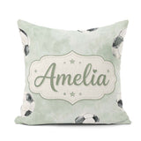 Custom Name Watercolor Soccer Balls on Green Background Seamless Square Filled Cushion Throw Pillow Sofa Bed Home Decor Zip Washable UK Made