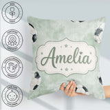Custom Name Watercolor Soccer Balls on Green Background Seamless Square Filled Cushion Throw Pillow Sofa Bed Home Decor Zip Washable UK Made