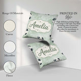 Custom Name Watercolor Soccer Balls on Green Background Seamless Square Filled Cushion Throw Pillow Sofa Bed Home Decor Zip Washable UK Made