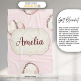 Watercolor Baseball Balls on Soft Beige Background Seamless Pattern  Personalised Custom Name Super Soft Fleece Blanket Bed Sofa Throw