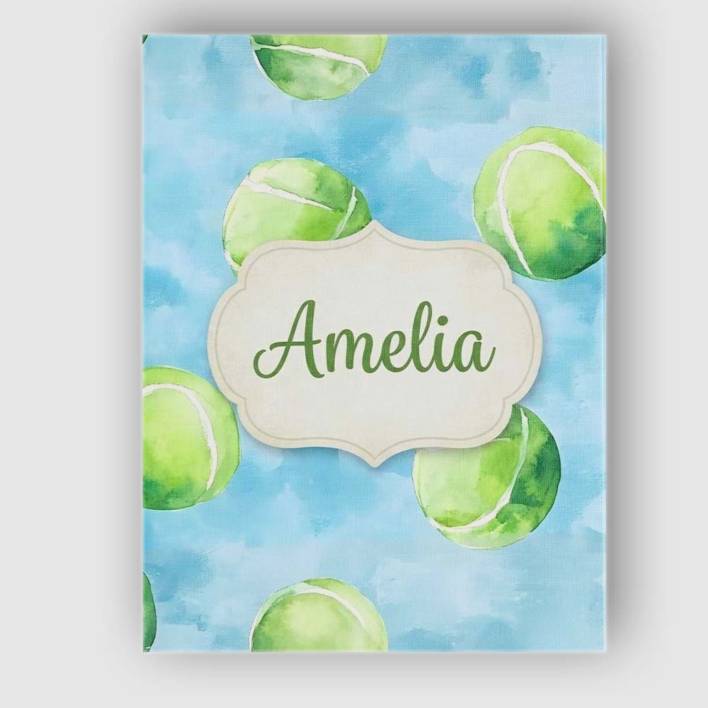 Personalised Name Watercolor Tennis Balls Custom  Unique Gift Idea Elegant Feature Canvas Wall Art Print Decor Picture Ready to Hang