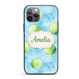 Watercolor Tennis Balls on Soft Blue Background Custom Name Protective Phone Case Mobile Cover Durable Everyday Smartphone Shock Resistant
