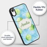 Watercolor Tennis Balls on Soft Blue Background Custom Name Protective Phone Case Mobile Cover Durable Everyday Smartphone Shock Resistant