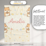 Cute Hamster Cartoon Animal Pattern Perfect Gift for Her Lovely  Personalised Custom Name Super Soft Fleece Blanket Bed Sofa Throw
