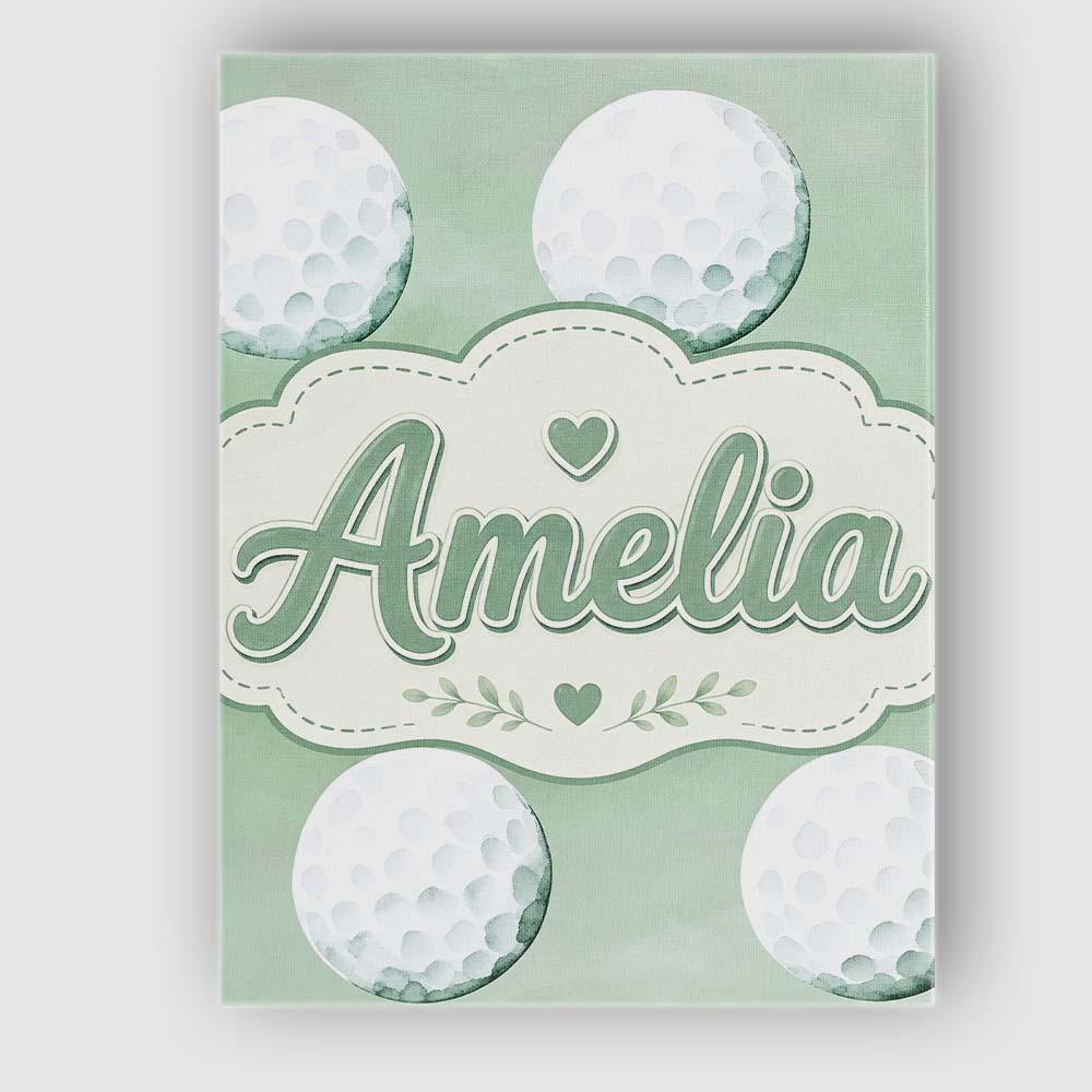 Personalised Name Watercolor Golf Balls on Custom  Unique Gift Idea Elegant Feature Canvas Wall Art Print Decor Picture Ready to Hang