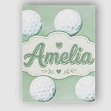 Personalised Name Watercolor Golf Balls on Custom  Unique Gift Idea Elegant Feature Canvas Wall Art Print Decor Picture Ready to Hang