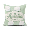 Custom Name Watercolor Golf Balls on Soft Green Seamless Pattern Square Filled Cushion Throw Pillow Sofa Bed Home Decor Zip Washable UK Made