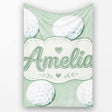 Watercolor Golf Balls on Soft Green Background Seamless Pattern  Personalised Custom Name Super Soft Fleece Blanket Bed Sofa Throw