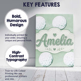 Personalised Name Watercolor Golf Balls on Custom  Unique Gift Idea Elegant Feature Canvas Wall Art Print Decor Picture Ready to Hang