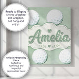 Personalised Name Watercolor Golf Balls on Custom  Unique Gift Idea Elegant Feature Canvas Wall Art Print Decor Picture Ready to Hang