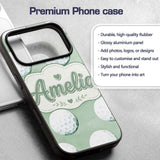 Watercolor Golf Balls on Soft Green Background Custom Name Protective Phone Case Mobile Cover Durable Everyday Smartphone Shock Resistant