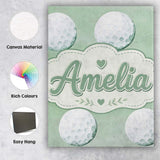 Personalised Name Watercolor Golf Balls on Custom  Unique Gift Idea Elegant Feature Canvas Wall Art Print Decor Picture Ready to Hang