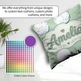 Custom Name Watercolor Golf Balls on Soft Green Seamless Pattern Square Filled Cushion Throw Pillow Sofa Bed Home Decor Zip Washable UK Made