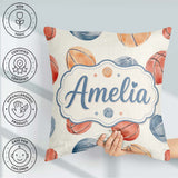 Custom Name Watercolor Basketball on Neutral Background Seamless Square Filled Cushion Throw Pillow Sofa Bed Home Decor Zip Washable UK Made