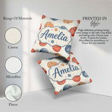 Custom Name Watercolor Basketball on Neutral Background Seamless Square Filled Cushion Throw Pillow Sofa Bed Home Decor Zip Washable UK Made