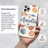 Watercolor Basketball Balls on Neutral Background Custom Name Protective Phone Case Mobile Cover Durable Everyday Smartphone Shock Resistant