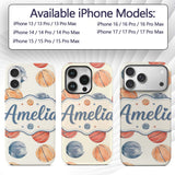 Watercolor Basketball Balls on Neutral Background Custom Name Protective Phone Case Mobile Cover Durable Everyday Smartphone Shock Resistant