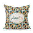 Custom Name Abstract Diamond Mosaic Seamless in Teal Orange Blue Square Filled Cushion Throw Pillow Sofa Bed Home Decor Zip Washable UK Made