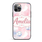 Watercolor Soccer Balls on Soft Pink Background Custom Name Protective Phone Case Mobile Cover Durable Everyday Smartphone Shock Resistant