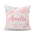 Custom Name Watercolor Soccer Balls Soft Pink Background Pattern Square Filled Cushion Throw Pillow Sofa Bed Home Decor Zip Washable UK Made