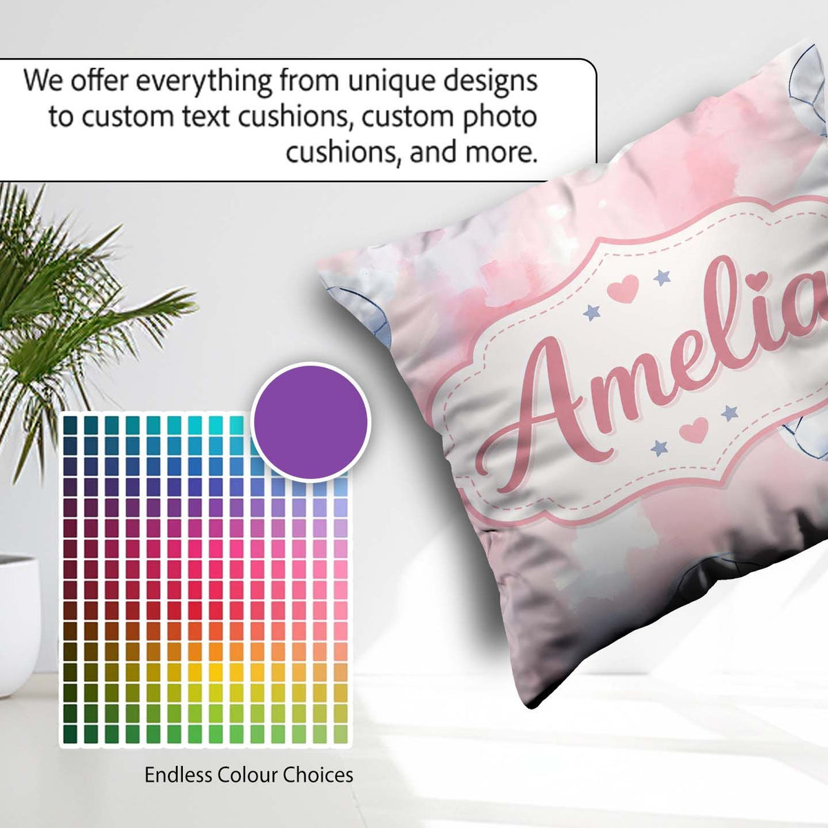 Custom Name Watercolor Soccer Balls Soft Pink Background Pattern Square Filled Cushion Throw Pillow Sofa Bed Home Decor Zip Washable UK Made