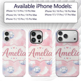 Watercolor Soccer Balls on Soft Pink Background Custom Name Protective Phone Case Mobile Cover Durable Everyday Smartphone Shock Resistant