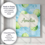 Personalised Name Watercolor Tennis Balls Custom  Unique Gift Idea Elegant Feature Canvas Wall Art Print Decor Picture Ready to Hang