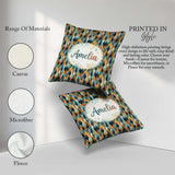 Custom Name Abstract Diamond Mosaic Seamless in Teal Orange Blue Square Filled Cushion Throw Pillow Sofa Bed Home Decor Zip Washable UK Made