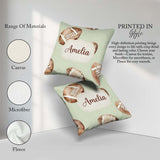 Custom Name Watercolor American Balls on Soft Green Background Square Filled Cushion Throw Pillow Sofa Bed Home Decor Zip Washable UK Made
