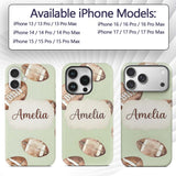 Watercolor American Football Balls on Soft Green Custom Name Protective Phone Case Mobile Cover Durable Everyday Smartphone Shock Resistant