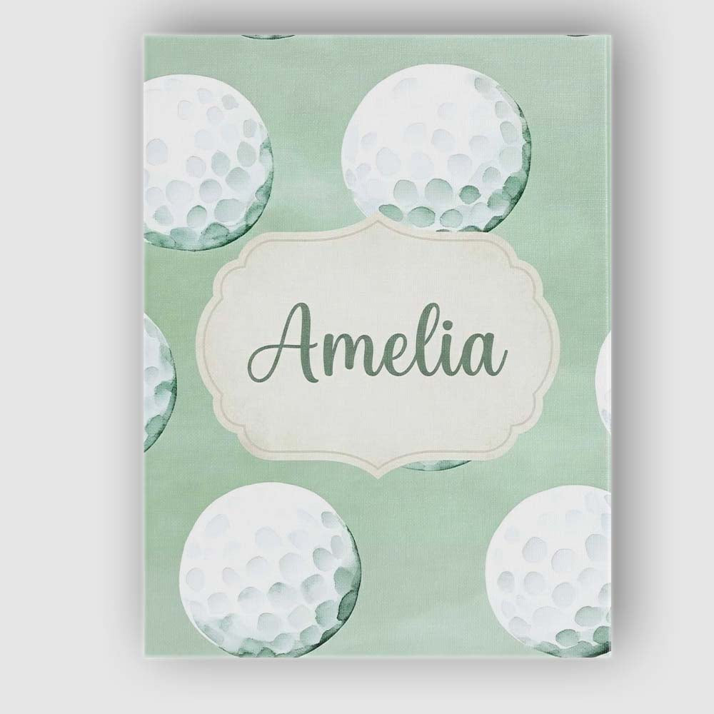 Personalised Name Watercolor Golf Balls on Custom  Unique Gift Idea Elegant Feature Canvas Wall Art Print Decor Picture Ready to Hang