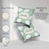 Custom Name Watercolor Golf Balls on Soft Green Seamless Pattern Square Filled Cushion Throw Pillow Sofa Bed Home Decor Zip Washable UK Made