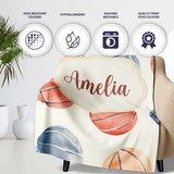 Watercolor Basketball Balls on Neutral Background Seamless Pattern  Personalised Custom Name Super Soft Fleece Blanket Bed Sofa Throw