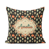 Custom Name Diamond Star Seamless Pattern on Black Beautiful Cup Square Filled Cushion Throw Pillow Sofa Bed Home Decor Zip Washable UK Made