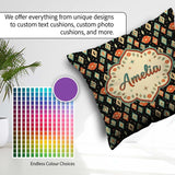 Custom Name Diamond Star Seamless Pattern on Black Beautiful Cup Square Filled Cushion Throw Pillow Sofa Bed Home Decor Zip Washable UK Made