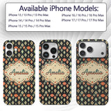 Diamond Star Seamless Pattern on Black Beautiful Custom Name Protective Phone Case Mobile Cover Durable Everyday Smartphone Shock Resistant