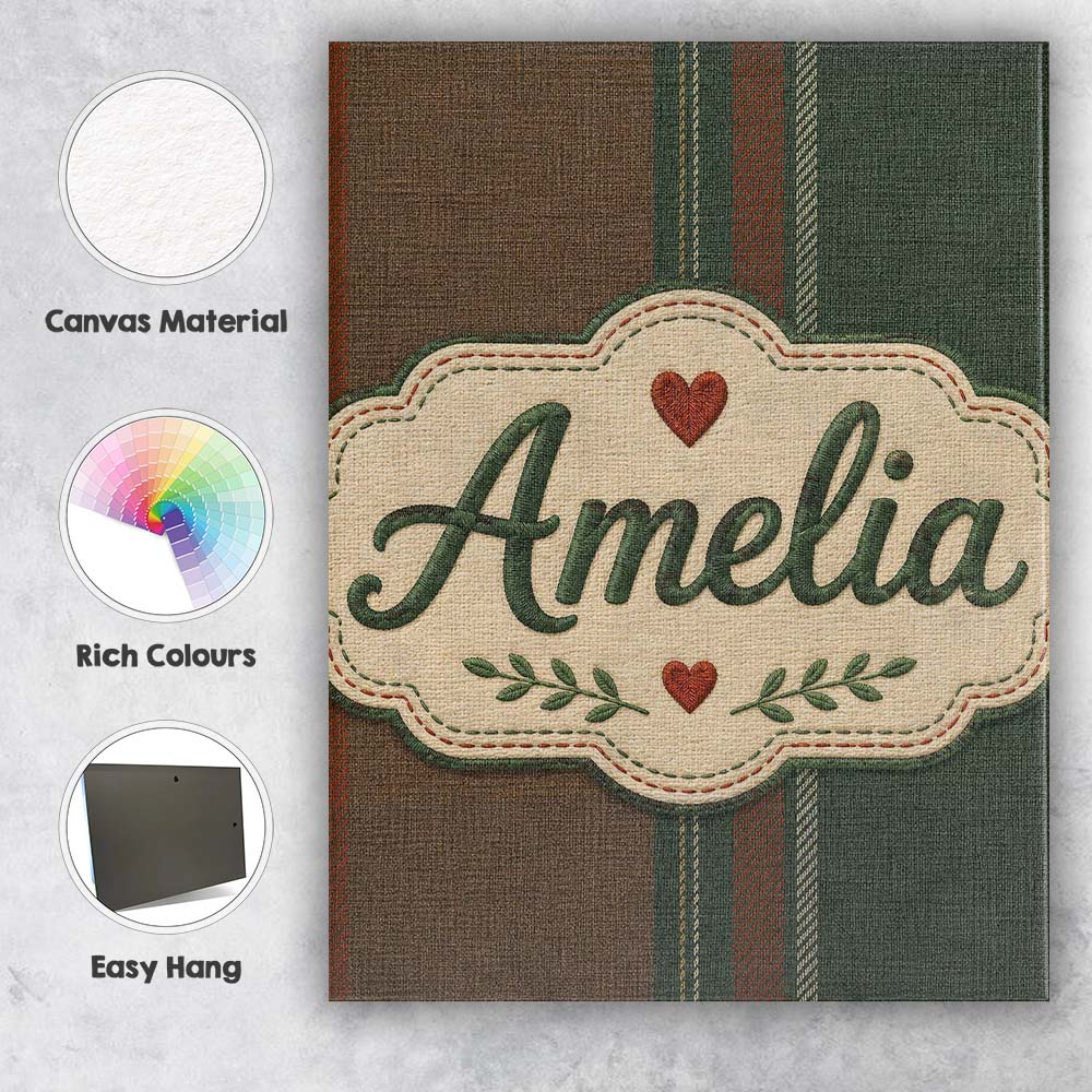 Personalised Name Rustic Brown Green Tartan Custom  Bespoke Interior Contemporary Canvas Wall Art Print Decor Picture Ready to Hang