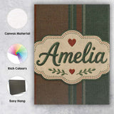 Personalised Name Rustic Brown Green Tartan Custom  Bespoke Interior Contemporary Canvas Wall Art Print Decor Picture Ready to Hang