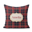 Custom Name Red Navy Tartan Plaid Texture Seamless Pattern Name Square Filled Cushion Throw Pillow Sofa Bed Home Decor Zip Washable UK Made