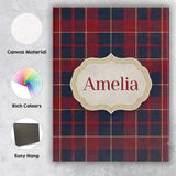 Personalised Name Red Navy Traditional Custom  Modern Room Accent Elegant Feature Canvas Wall Art Print Decor Picture Ready to Hang