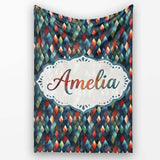 Dark Abstract Diamond Seamless Pattern in Blue Red Cute Unique Gift  Personalised Custom Name Super Soft Fleece Blanket Bed Sofa Throw