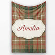 Earthy Brown Green Heritage Tartan Plaid Texture Seamless Pattern  Personalised Custom Name Super Soft Fleece Blanket Bed Sofa Throw