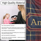 Rich Red Navy Wool Style Tartan Plaid Texture Seamless Pattern Name  Personalised Custom Name Super Soft Fleece Blanket Bed Sofa Throw