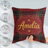 Custom Name Bold Red Black Classic Tartan Plaid Texture Seamless Square Filled Cushion Throw Pillow Sofa Bed Home Decor Zip Washable UK Made