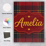 Personalised Name Bold Red Black Classic Custom  Unique Gift Idea Elegant Feature Canvas Wall Art Print Decor Picture Ready to Hang