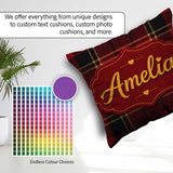 Custom Name Bold Red Black Classic Tartan Plaid Texture Seamless Square Filled Cushion Throw Pillow Sofa Bed Home Decor Zip Washable UK Made
