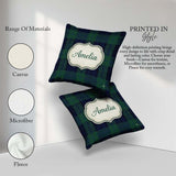 Custom Name Deep Green Navy Classic Tartan Plaid Texture Pattern Square Filled Cushion Throw Pillow Sofa Bed Home Decor Zip Washable UK Made