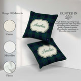 Custom Name Dark Green Traditional Tartan Plaid Texture Seamless Square Filled Cushion Throw Pillow Sofa Bed Home Decor Zip Washable UK Made