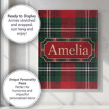 Personalised Name Bright Red Green Scottish Custom  Bespoke Interior Contemporary Canvas Wall Art Print Decor Picture Ready to Hang
